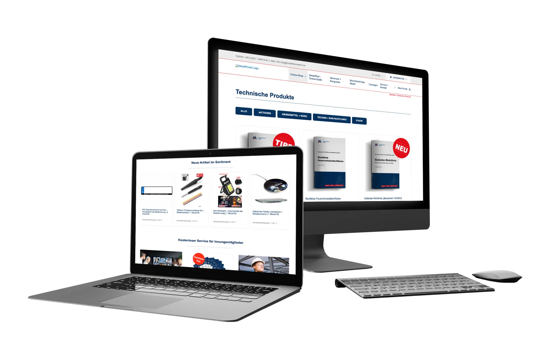 Website des MetallPortals auf Laptop und Desktop